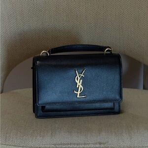 INVESTMENT PIECE: YSL Black Leather Sunset Handbag